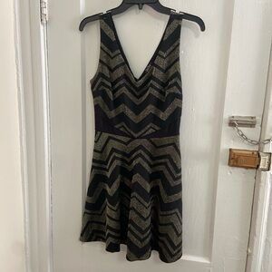 BeBop Black and Gold Chevron Mini Dress